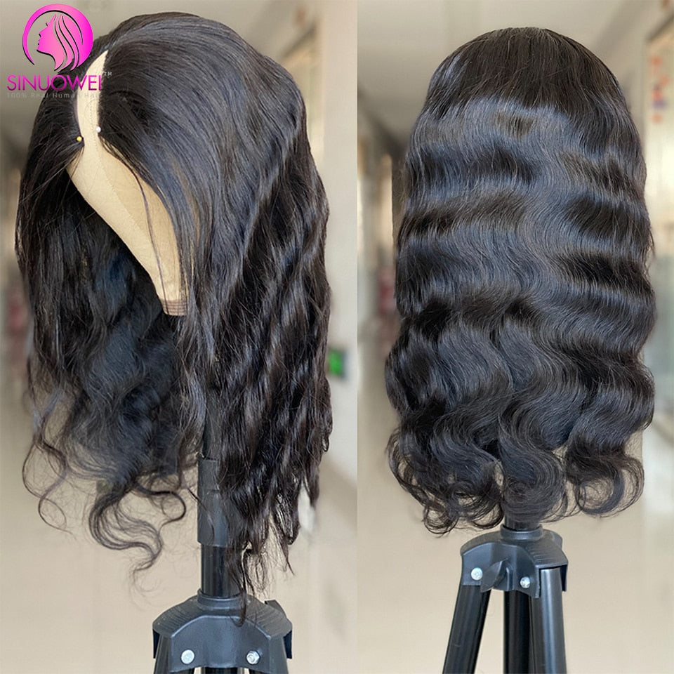 Sinuowei UV ampahany Wig vatana onja volo olombelona Wig ho an'ny vehivavy breziliana Glueless 10-28 mirefy Wavy upgrade Wig voajanahary mainty Wig