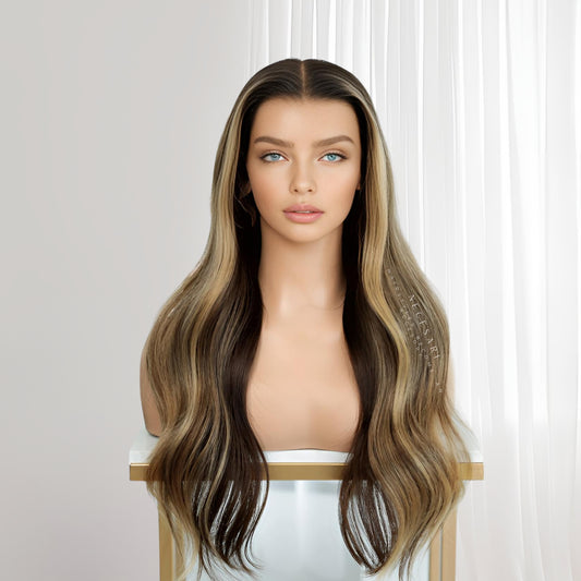 Malia - Perruque  Balayage contrasté aux reflets dorés