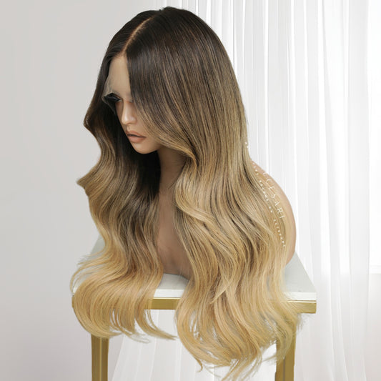 Lyséa - Perruque Tie and Dye Brun Foncé et Blond doré chaud