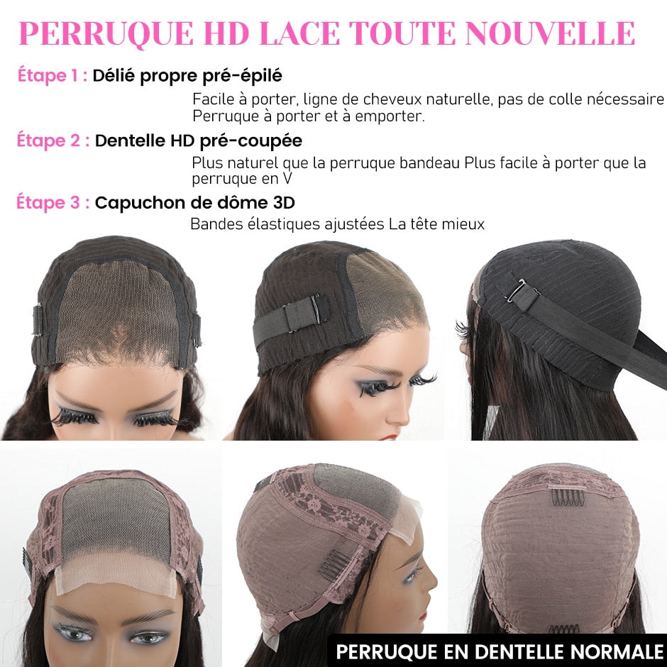 Perruque Glueless Indétectable -  Cheveux humains 100% ondulés