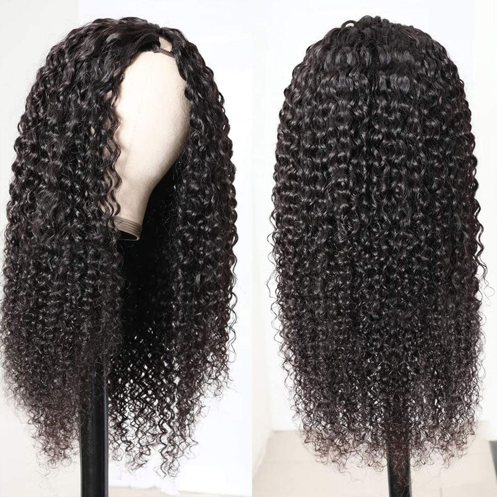 Kinky Curly Human Hair Wig Glueless UV Part Wig Volon'olombelona olioly tsy misy lakaoly tsy misy miala amin'ny volon'olombelona Wig ho an'ny vehivavy