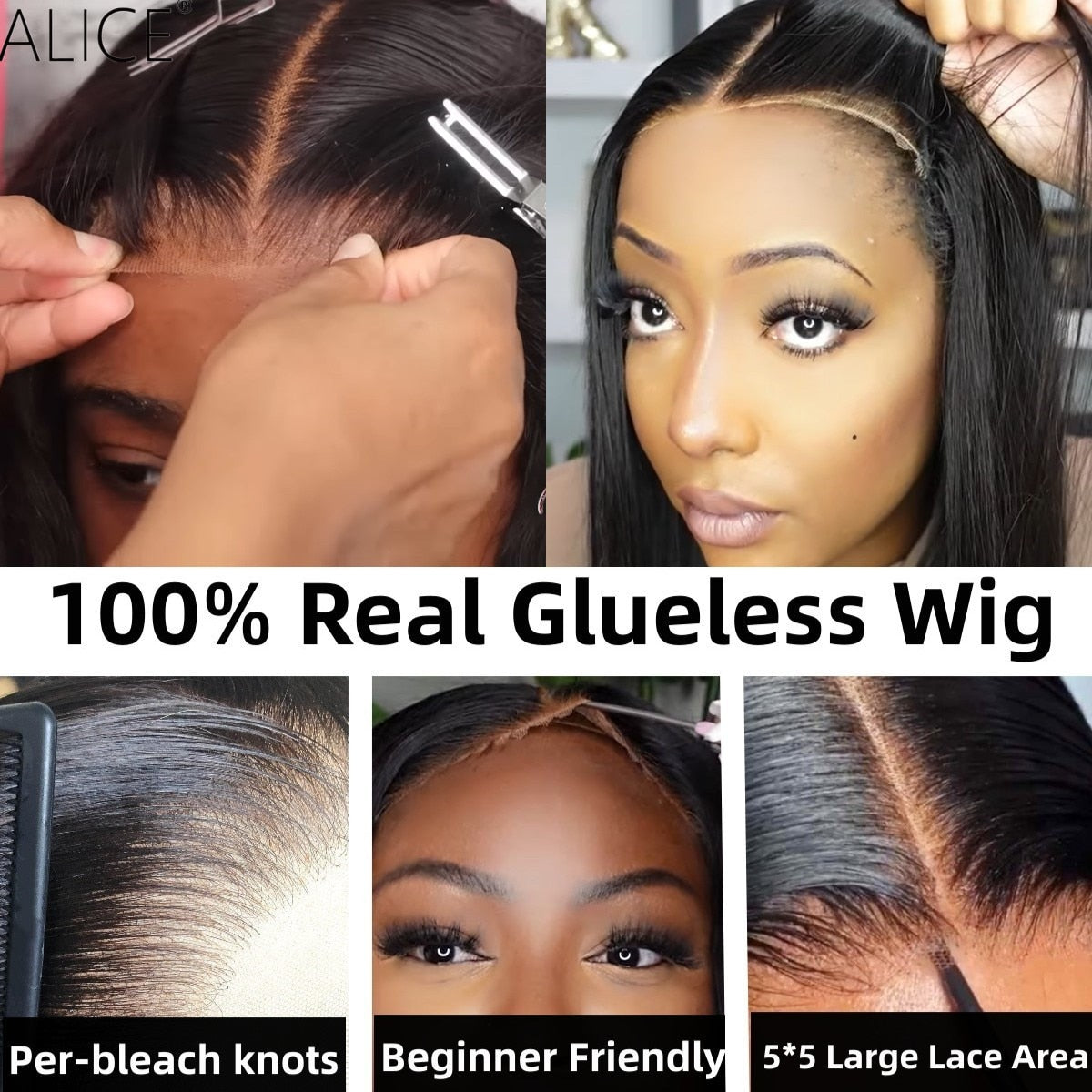 Perruque "Wear And Go" Lace Front Wigs HD Transparent Straight Brésilien - Cheveux humains