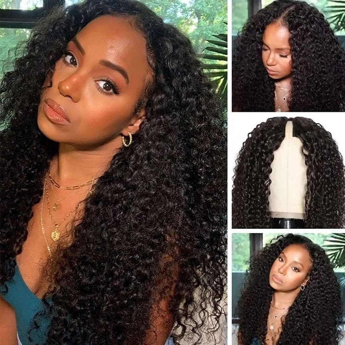 Kinky Curly Human Hair Wig Glueless UV Part Wig Volon'olombelona olioly tsy misy lakaoly tsy misy miala amin'ny volon'olombelona Wig ho an'ny vehivavy