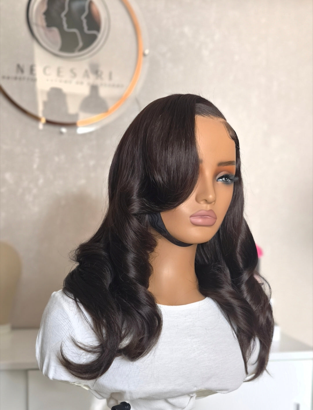 Perruque Side Part- Baby Hair    200 % densité - Cheveux Noirs