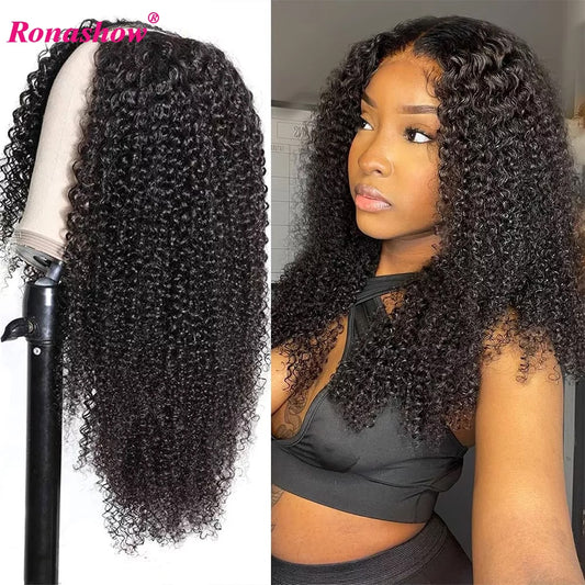 Kinky Curly Human Hair Wig Glueless UV Part Wig Volon'olombelona olioly tsy misy lakaoly tsy misy miala amin'ny volon'olombelona Wig ho an'ny vehivavy